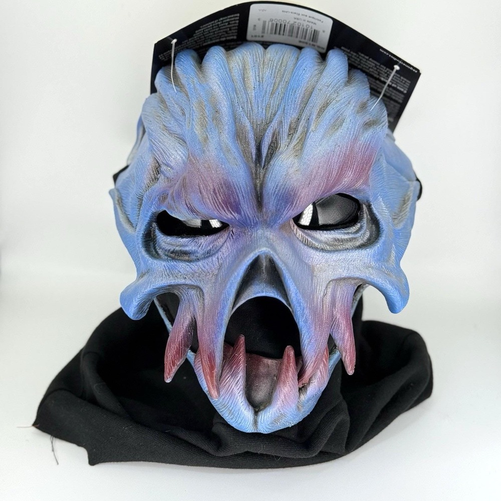 Zagone Studios Blue Creature Demon Monster Mask w/ Black‎ Hood – Handmade USA –